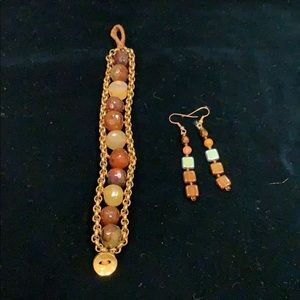 Earthy stone bracelet, coordinating earrings